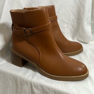 Ann Taylor Loft Size 9 Missy Riding Bootie Wild Ginger Block Heel Faux Leather